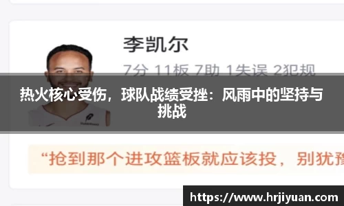 热火核心受伤，球队战绩受挫：风雨中的坚持与挑战
